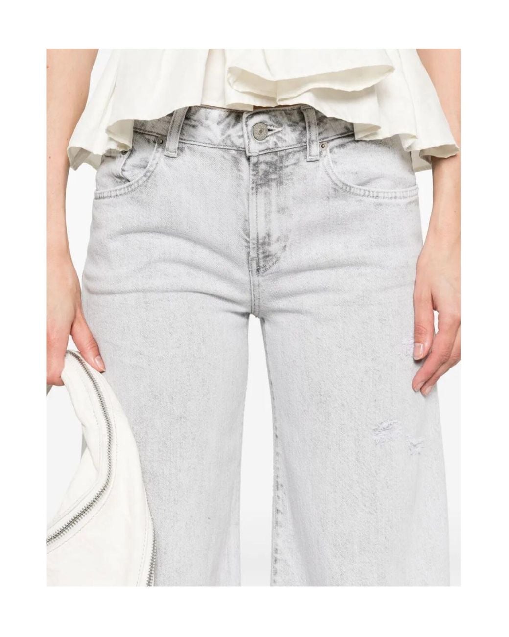 Dondup White Marlen Wide-Leg Jeans