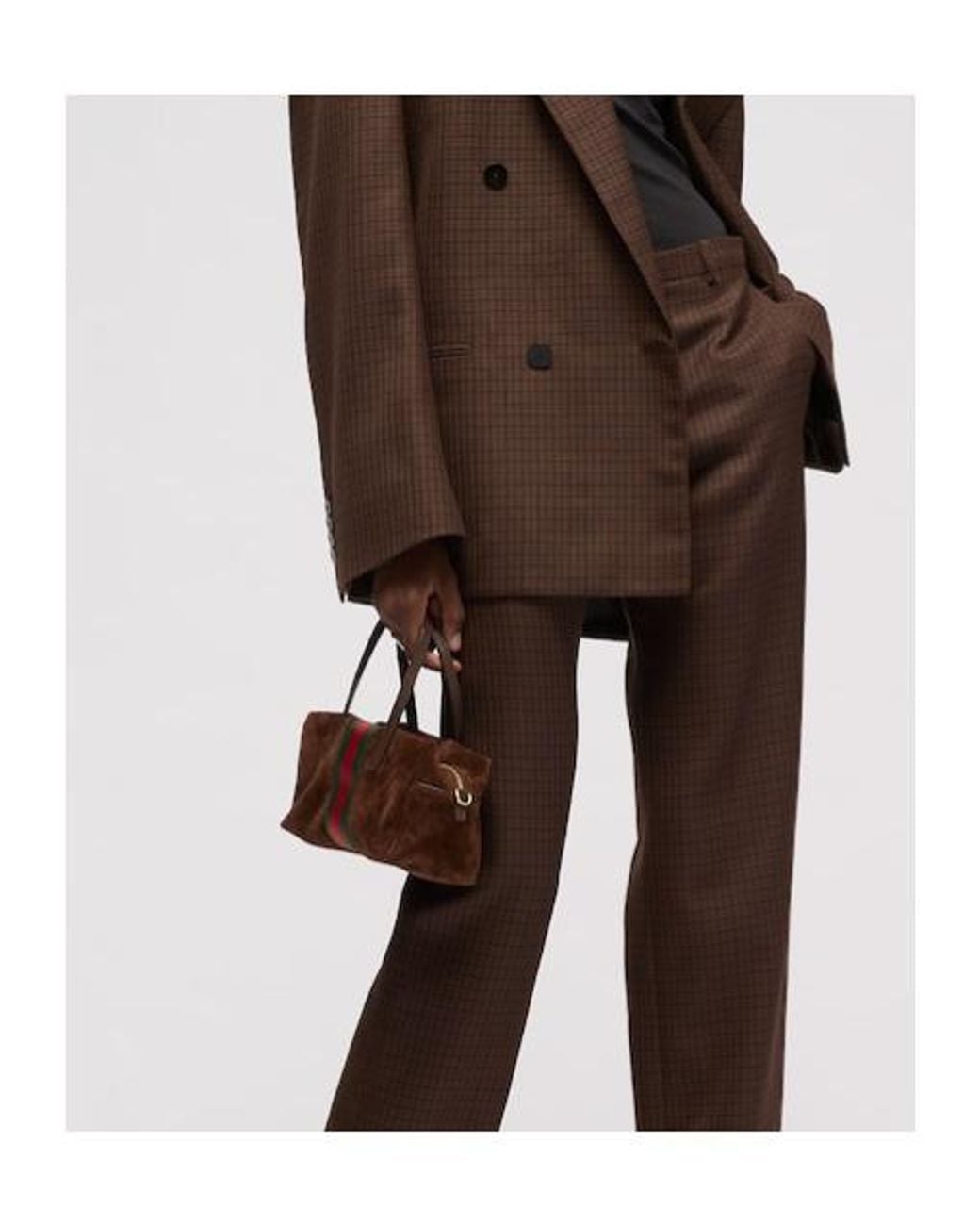 Gucci Brown Small Boston Bag With Web