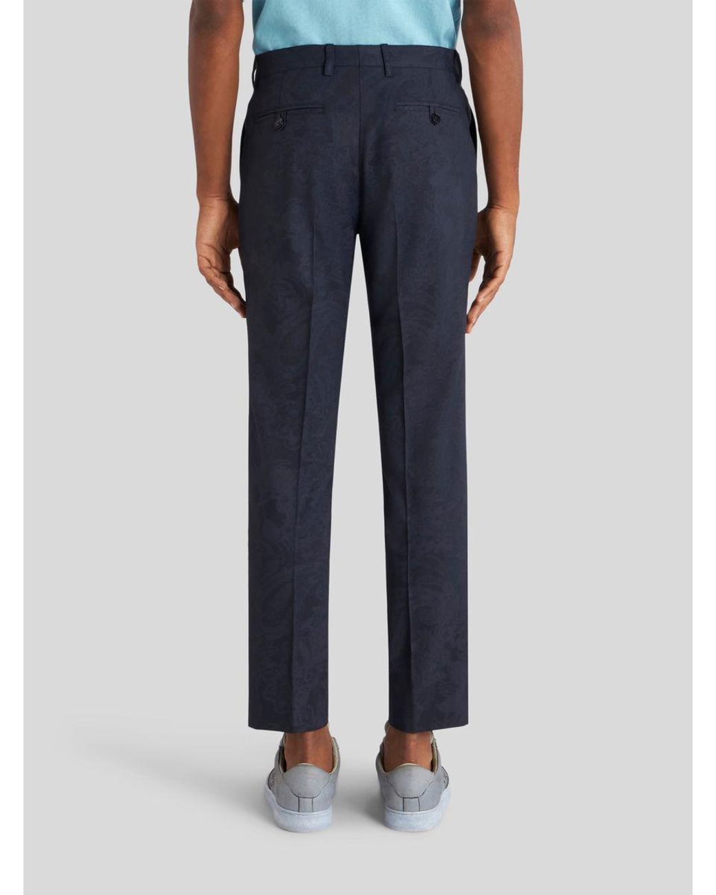 Etro Blue Straight Leg Tailored Pants for men