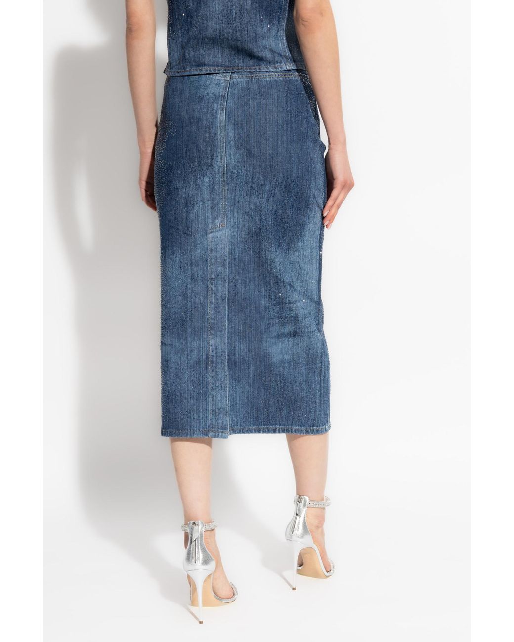 DIESEL Blue De-Pra-S3 Denim Midi Skirt