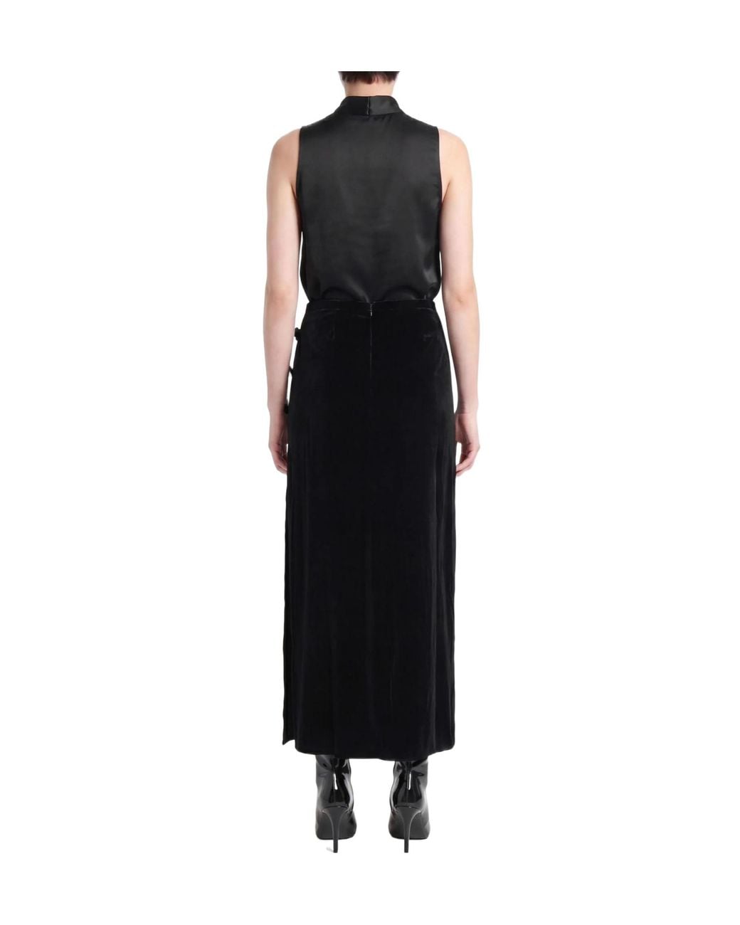 Ganni Black Velvet Pencil Skirt