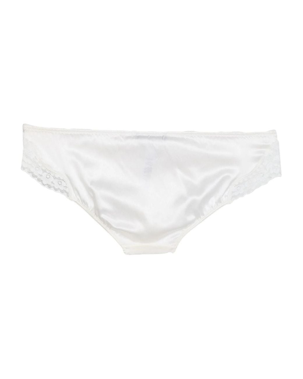 Dolce & Gabbana White Simple Solid-Color Satin Lace Panties