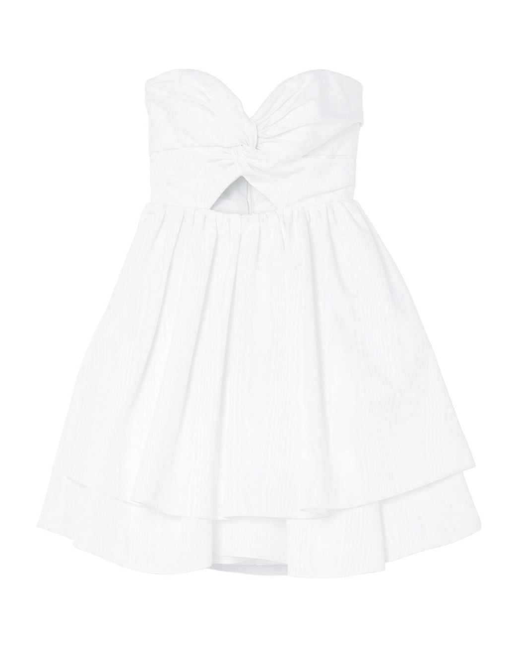 Carolina Herrera White Tiered Ruffled Cutout Moire-Taffeta Mini Dress