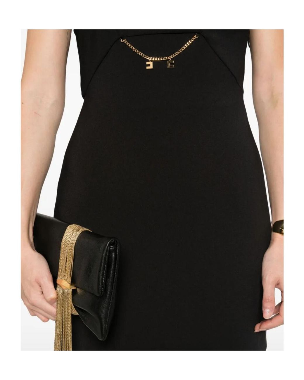 Elisabetta Franchi Black Midi Dress
