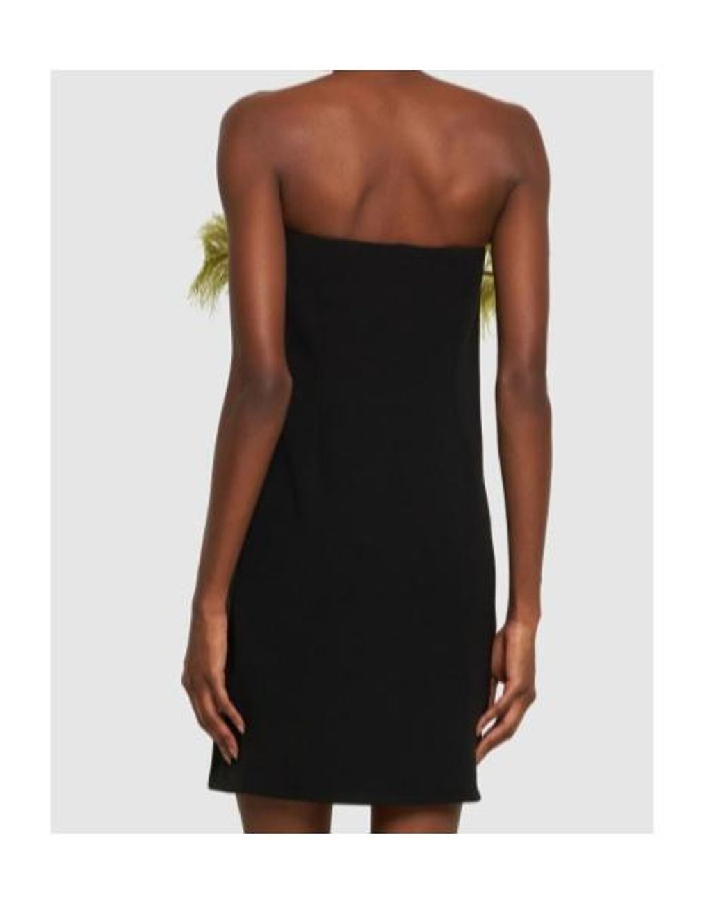 16Arlington Black Mirai Crepe Mini Dress W/Feathers