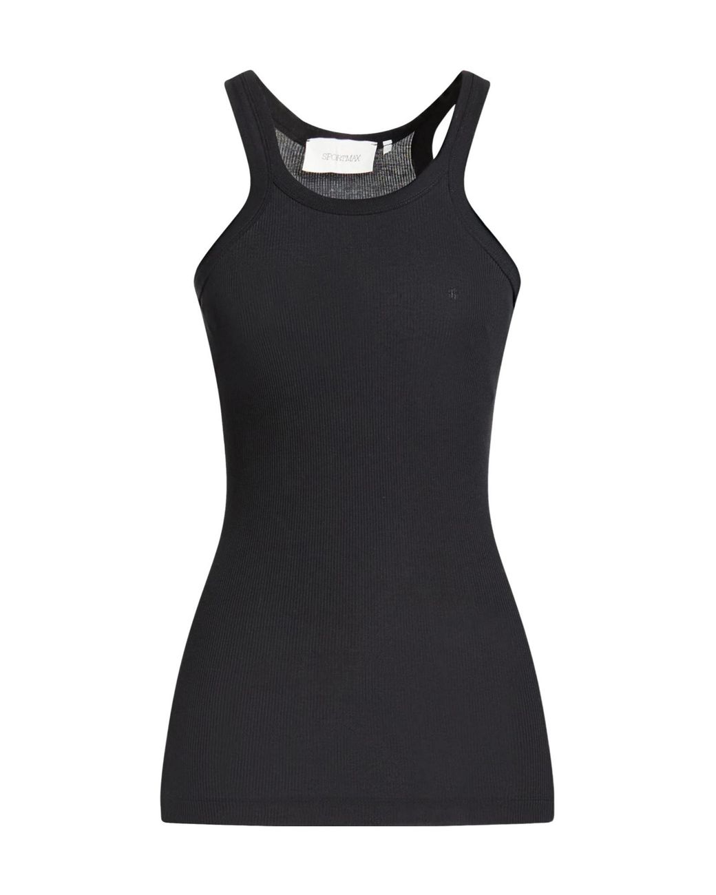 Sportmax Black Sleeveless Solid-Colored Stretch Top