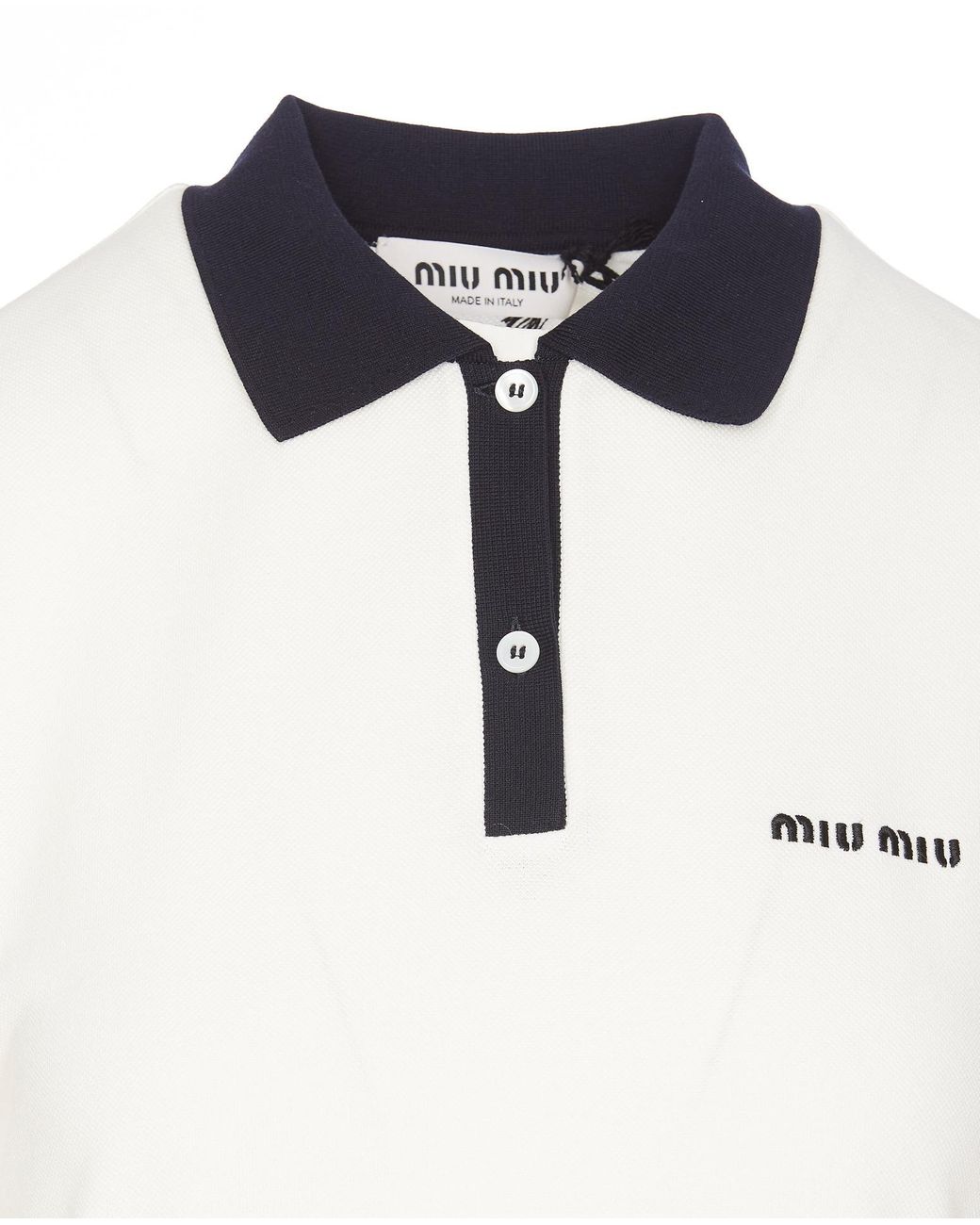 Miu Miu White Logo-Embroidered Short-Sleeved Mini Polo Dress