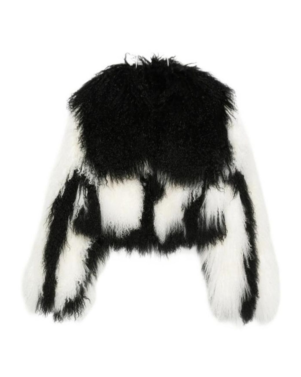 The Attico Black The Oversized Fit Patterned Shearling Jacket