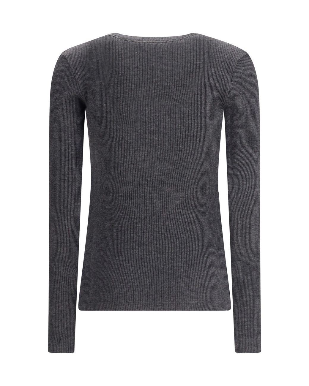 Brunello Cucinelli Blue Shiny Trim Ribbed Top