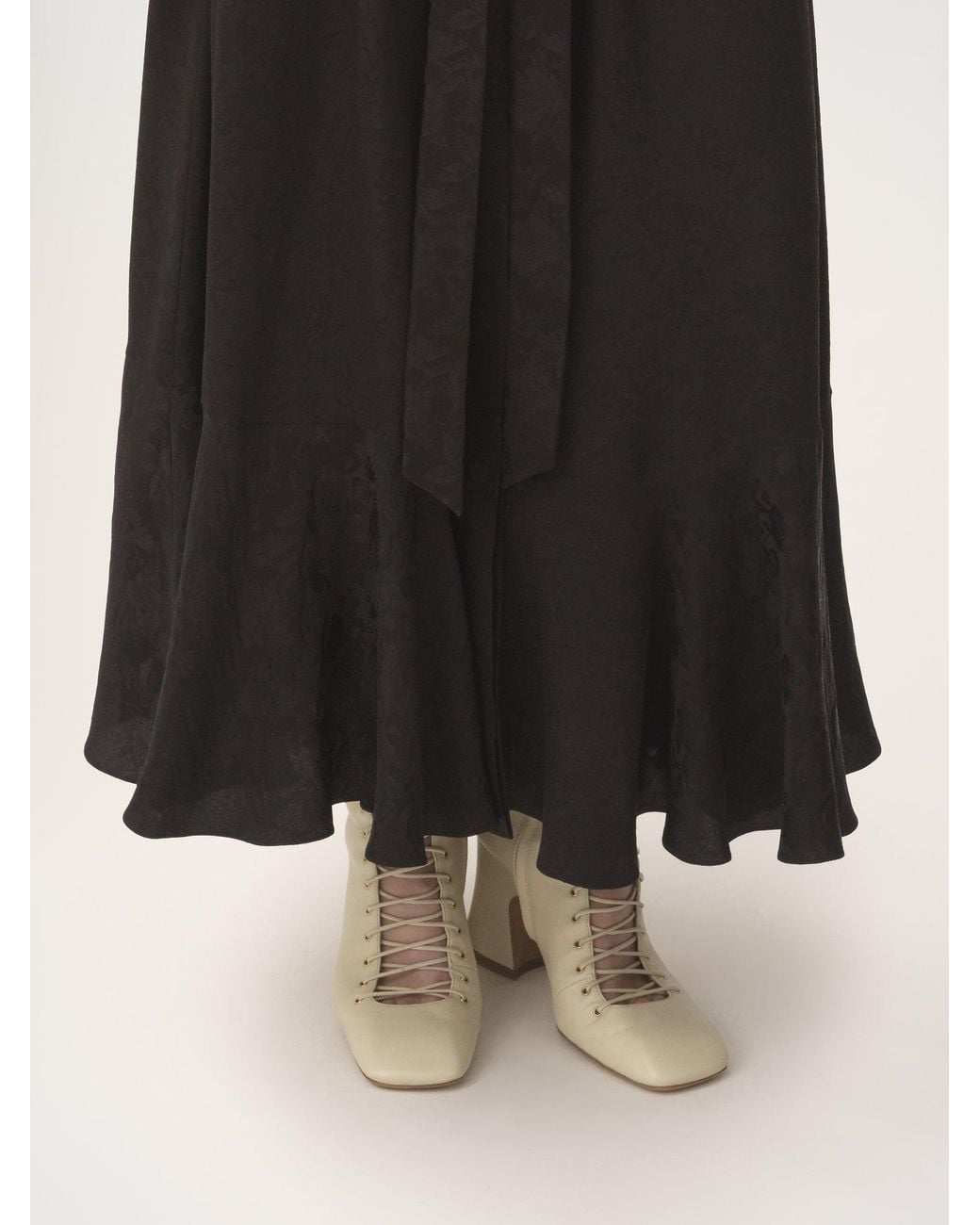 Chloé Black Chloé Rose Jacquard Gathered Midi Skirt