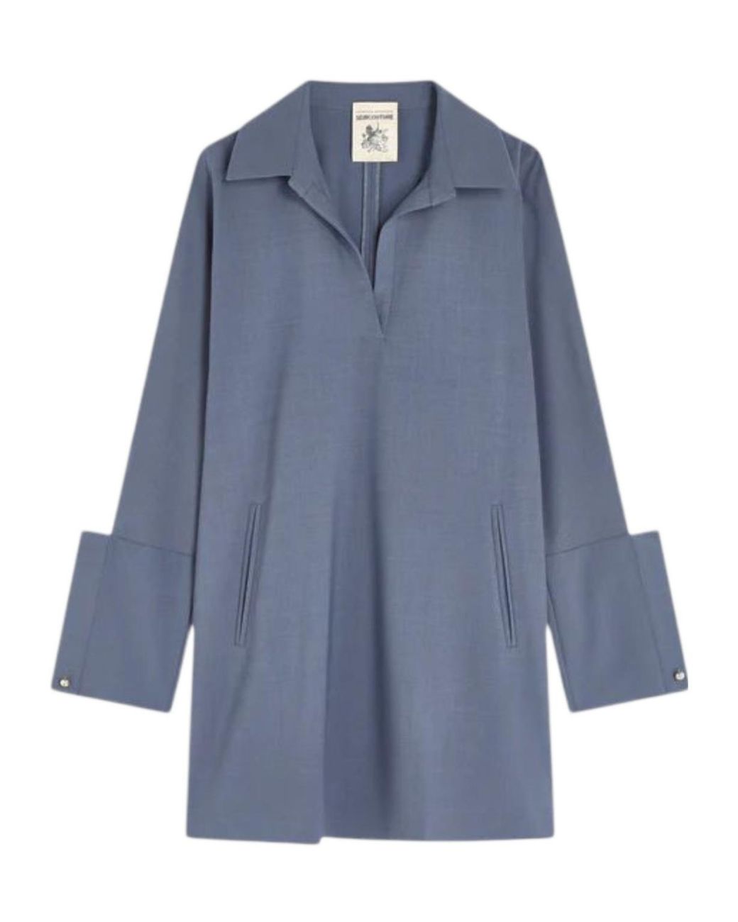 Semicouture Blue Long-Sleeve Mini Dress