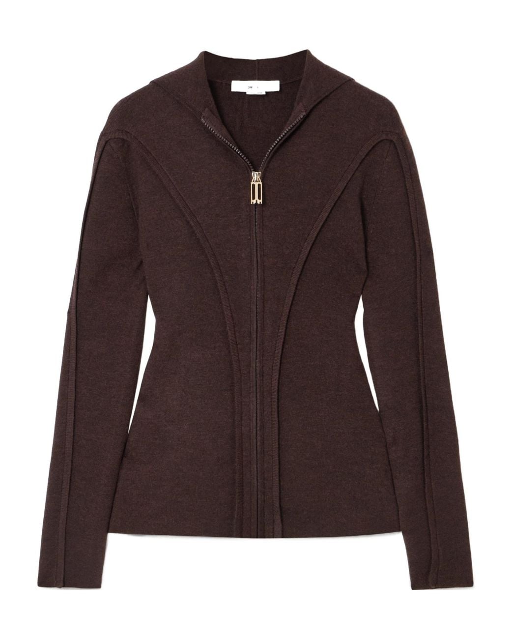 Victoria Beckham Brown Simple Zip-Up Hoodie
