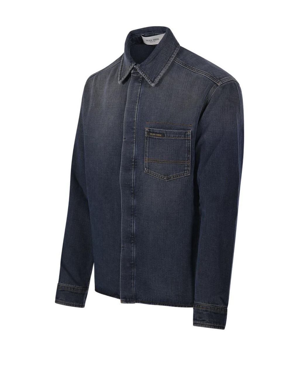 Golden Goose Deluxe Brand Blue Logo Patch Denim Shirt for men