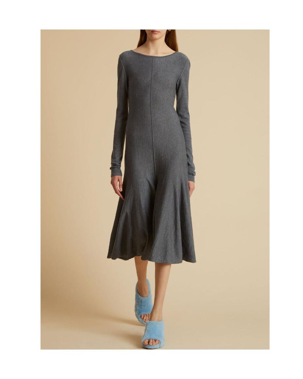 Khaite Gray The Dany Open-Back Pleated Dress