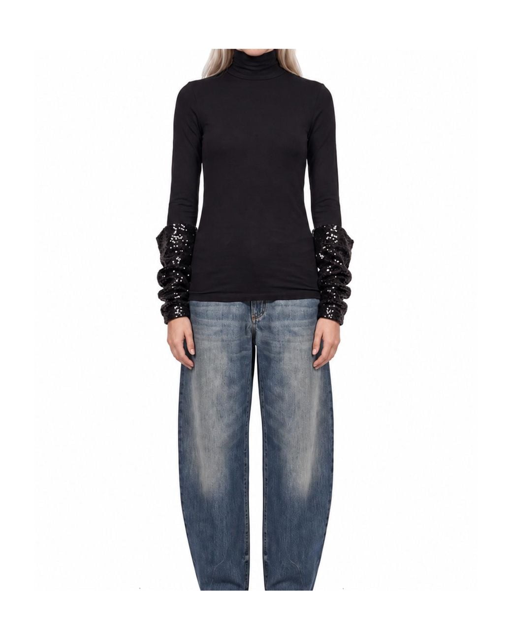 DARKPARK Black Ruffle-Sleeve T-Shirt