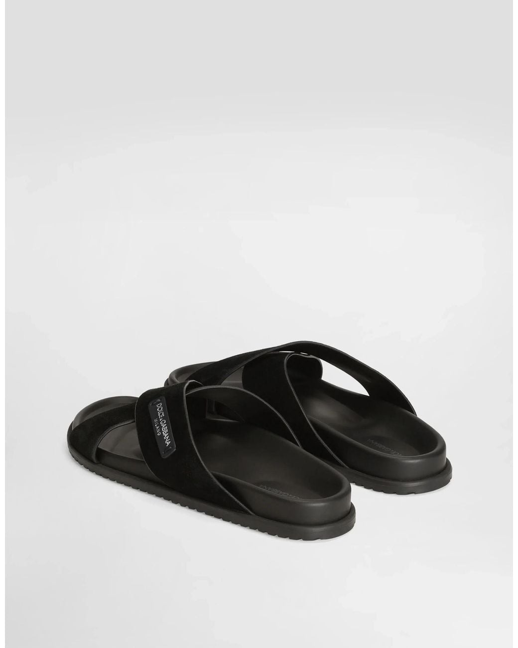 Dolce & Gabbana Black Logo Patch Crossover Slides for men