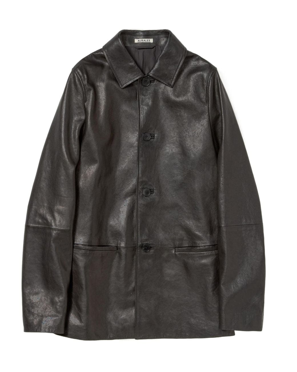 Auralee Black Textured Leather Blouson