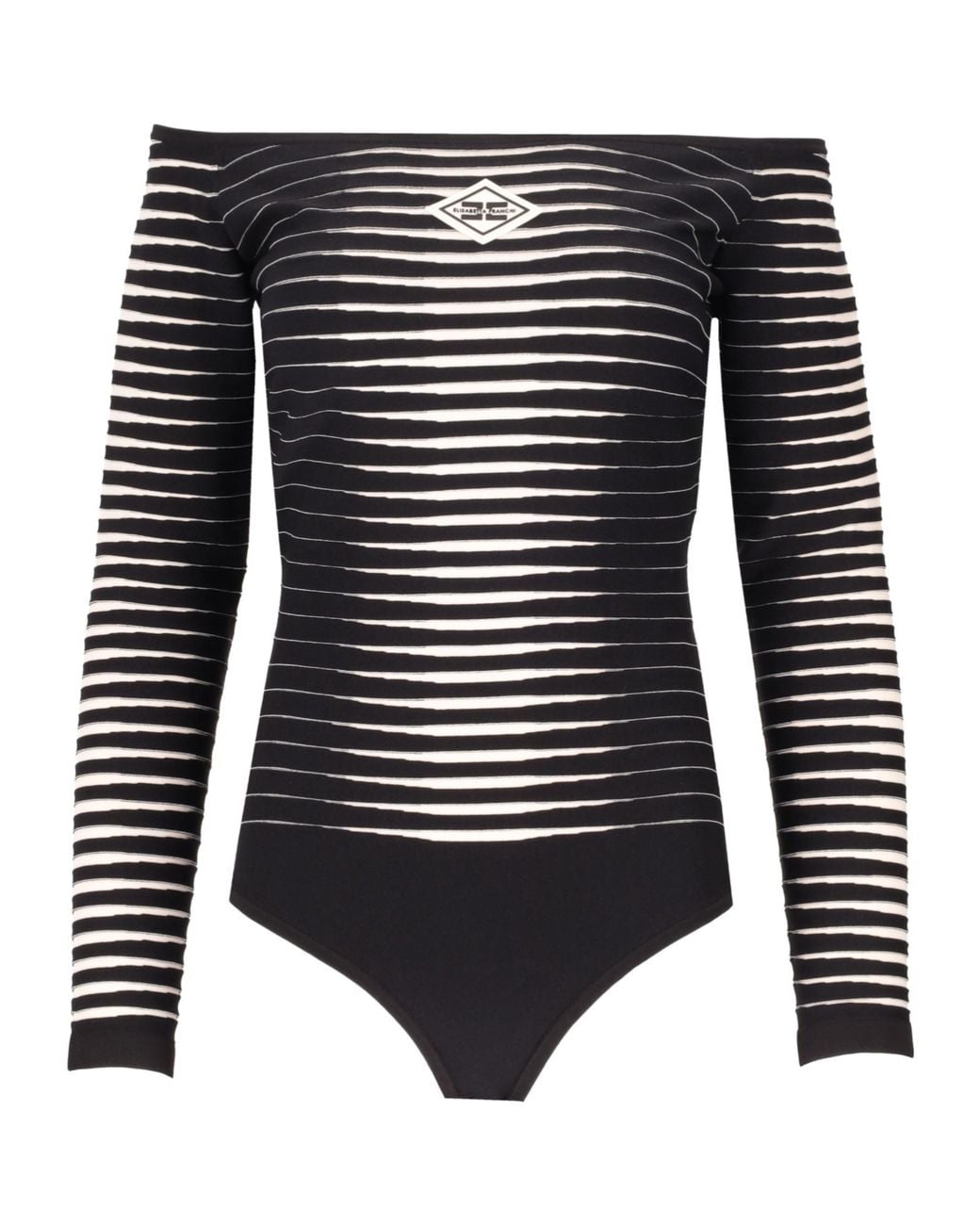 Elisabetta Franchi Black Knit Bodysuit With Jacquard Zebra