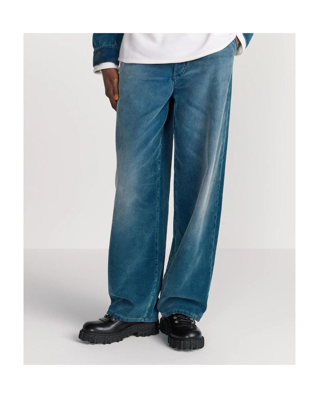 Dior Blue Homme Mid-Rise Corduroy Pants for men