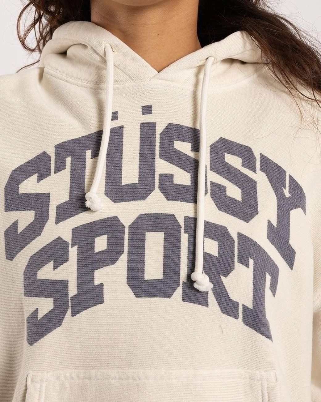 Stussy White Block Sport Hoodie Garment Dyed for men
