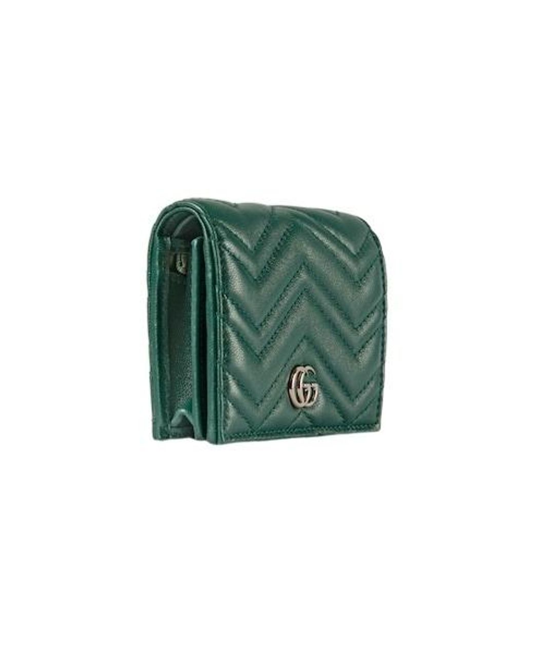 Gucci Green Gg Marmont Card Case Wallet
