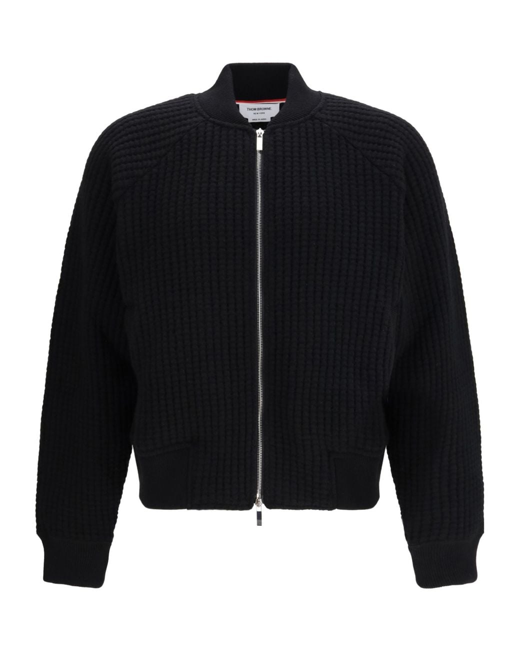 Thom Browne Black Knit Zip-Up Bomber Jacket for men