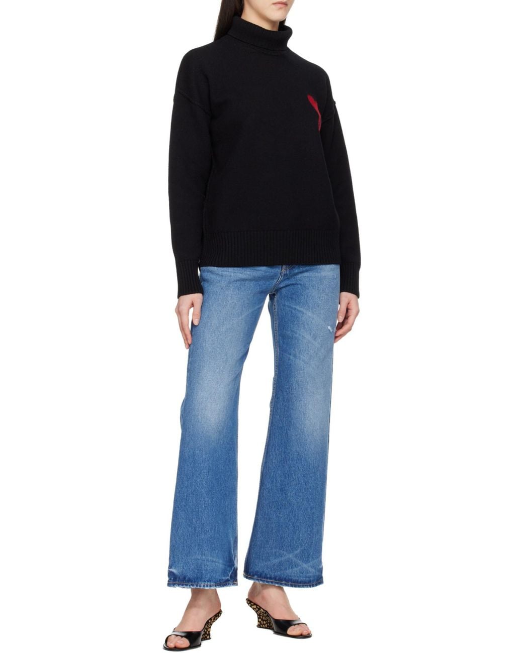 AMI Black Ami Ami De Coeur Funnel Neck Sweater for men
