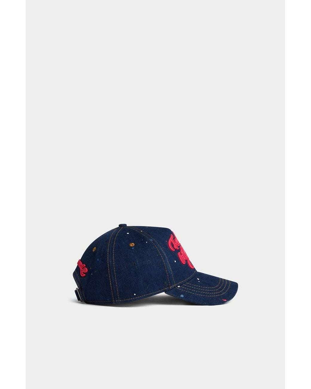 DSquared² Blue Paint-Splatter Logo-Patch Baseball Cap for men