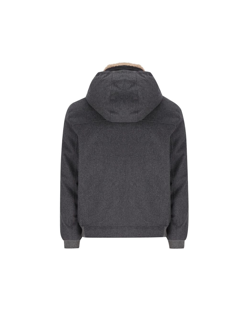 Brunello Cucinelli Gray Zip-Up Hooded Jacket for men