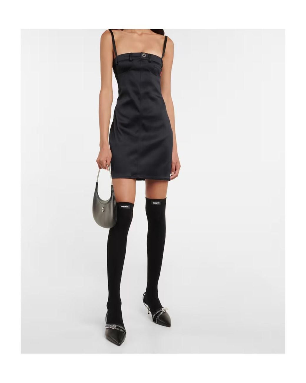 Coperni Black Bustier Top Satin Crêpe Minidress