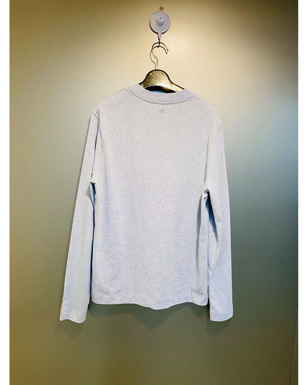 AMI Gray Logo Long-Sleeved T-Shirt for men
