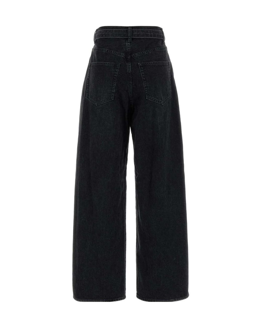 Sacai Black Wide Leg Pleated Jeans