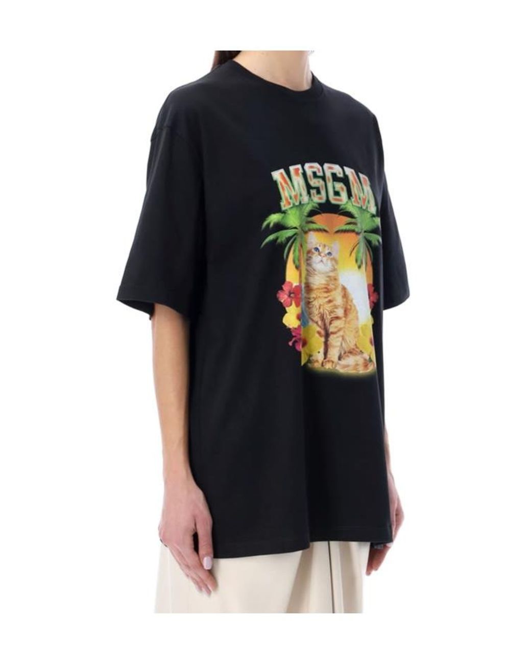MSGM Black Logo Printed T-Shirt