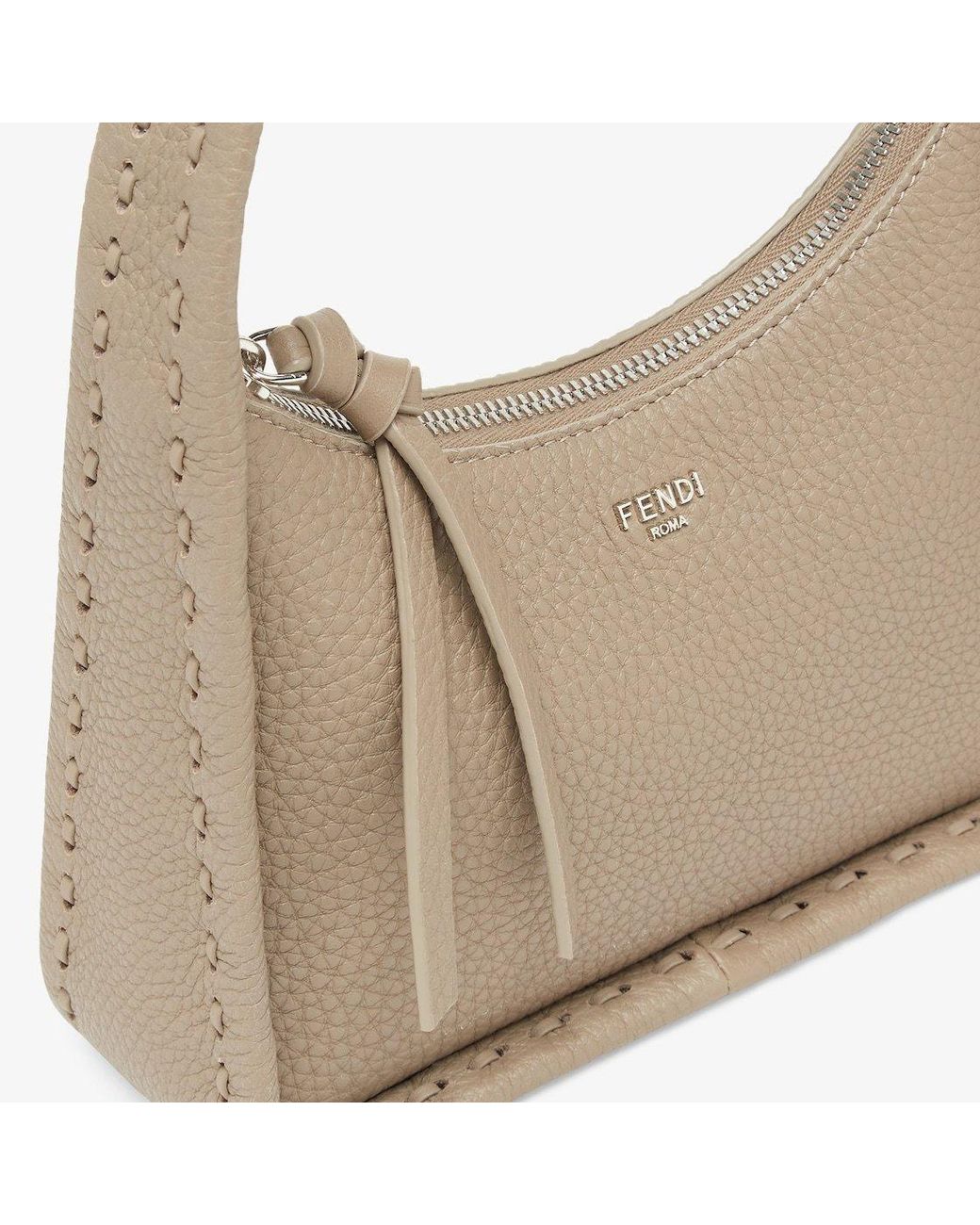 Fendi Natural Mini Fendessence Logo Plaque Tote Bag