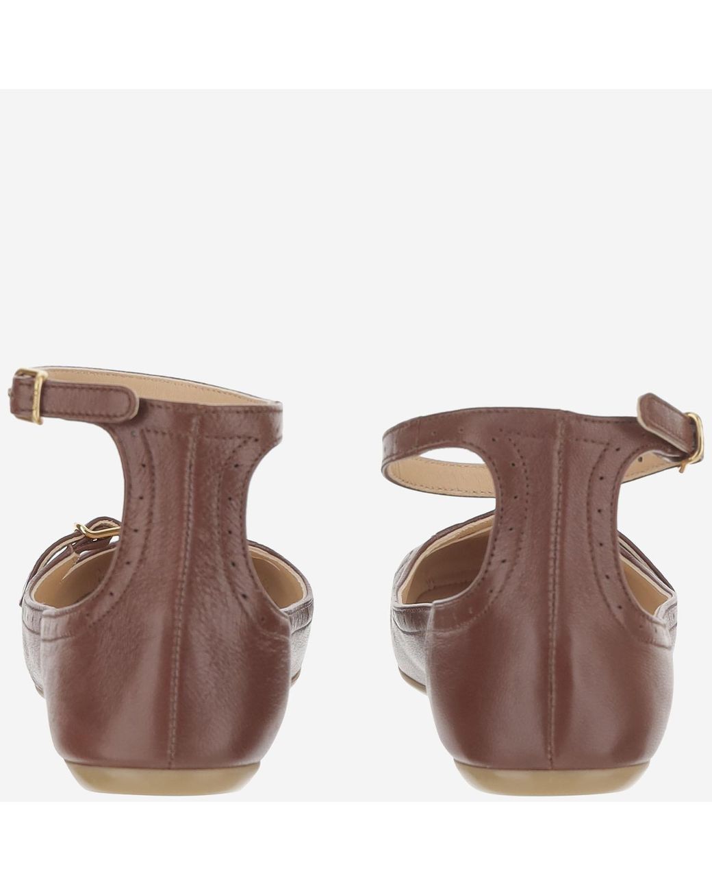 Chloé Brown Chloé Ankle Strap Ballet Flats