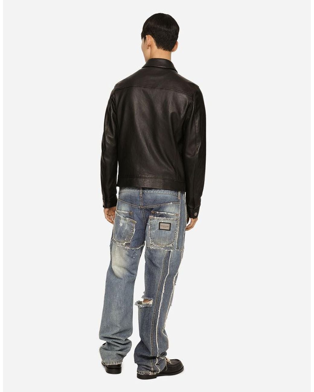 Dolce & Gabbana Black Leather Jacket for men