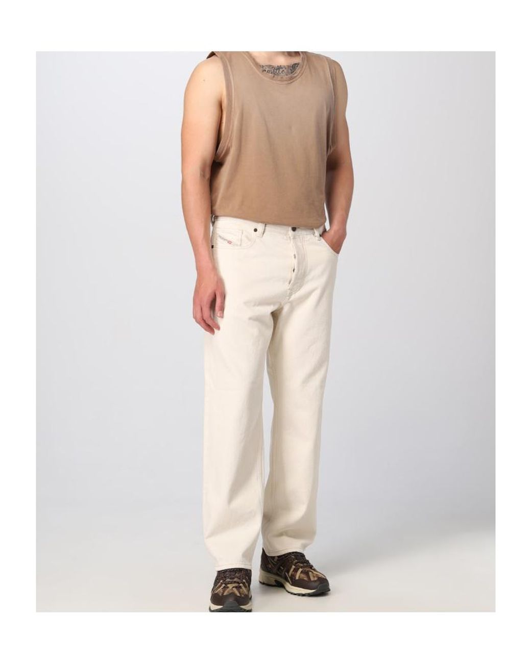 DIESEL Natural Logo Patch Straight-Leg Jeans for men