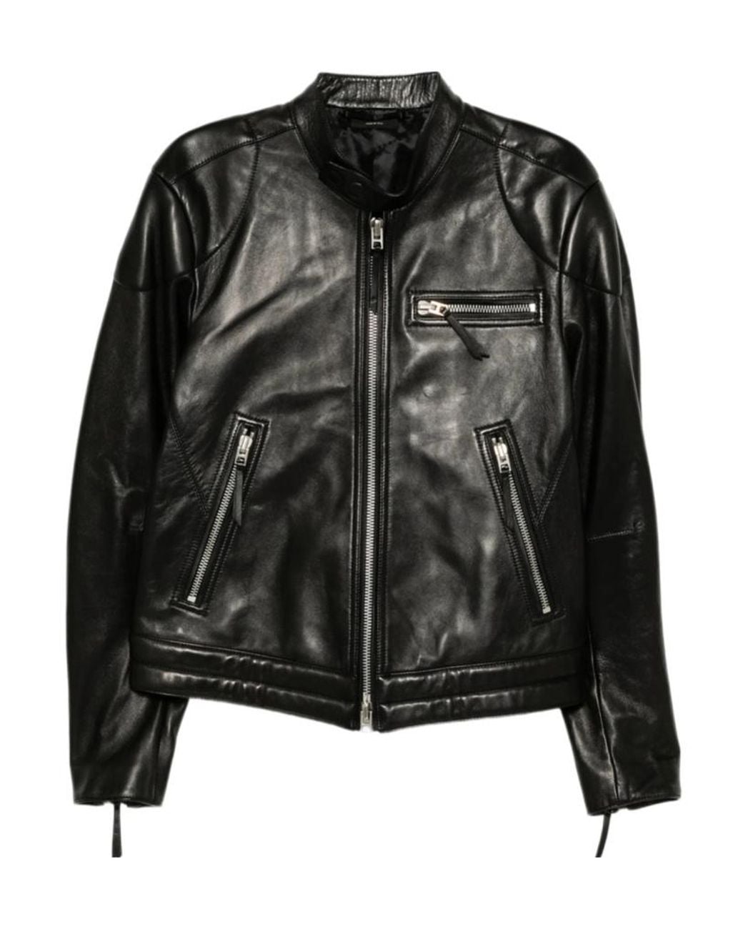 Tom Ford Black Leather Biker Jacket for men