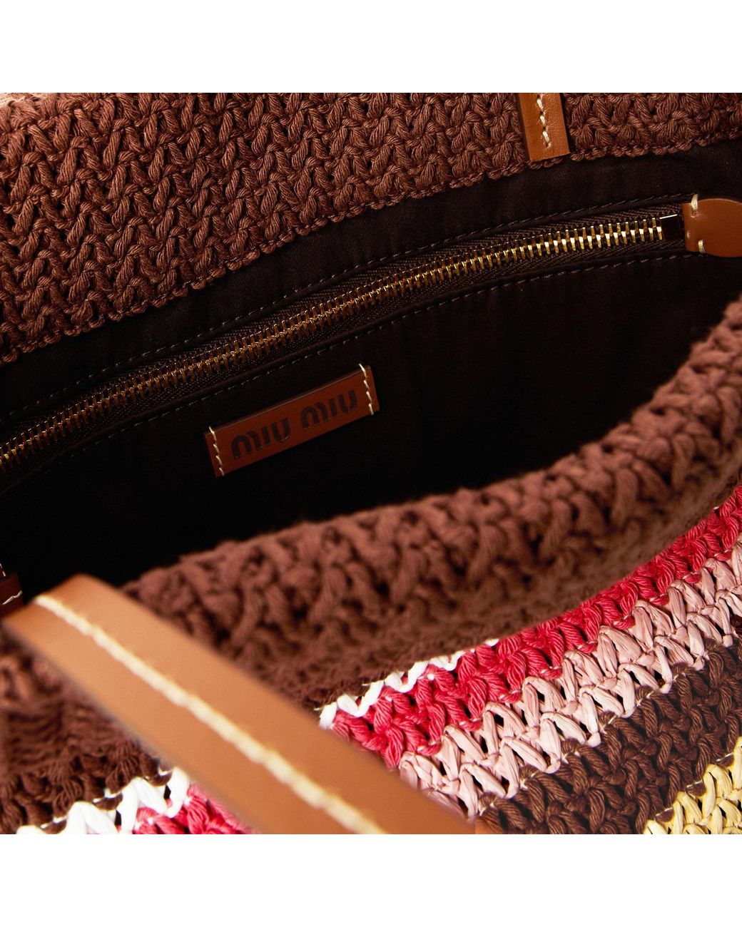 Miu Miu Red Raffia-Effect Woven Tote Bag