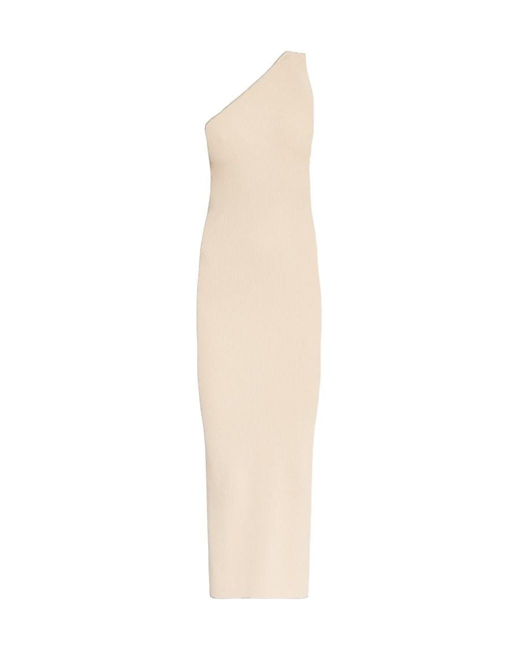 Totême White Totême One-Shoulder Ribbed Dress