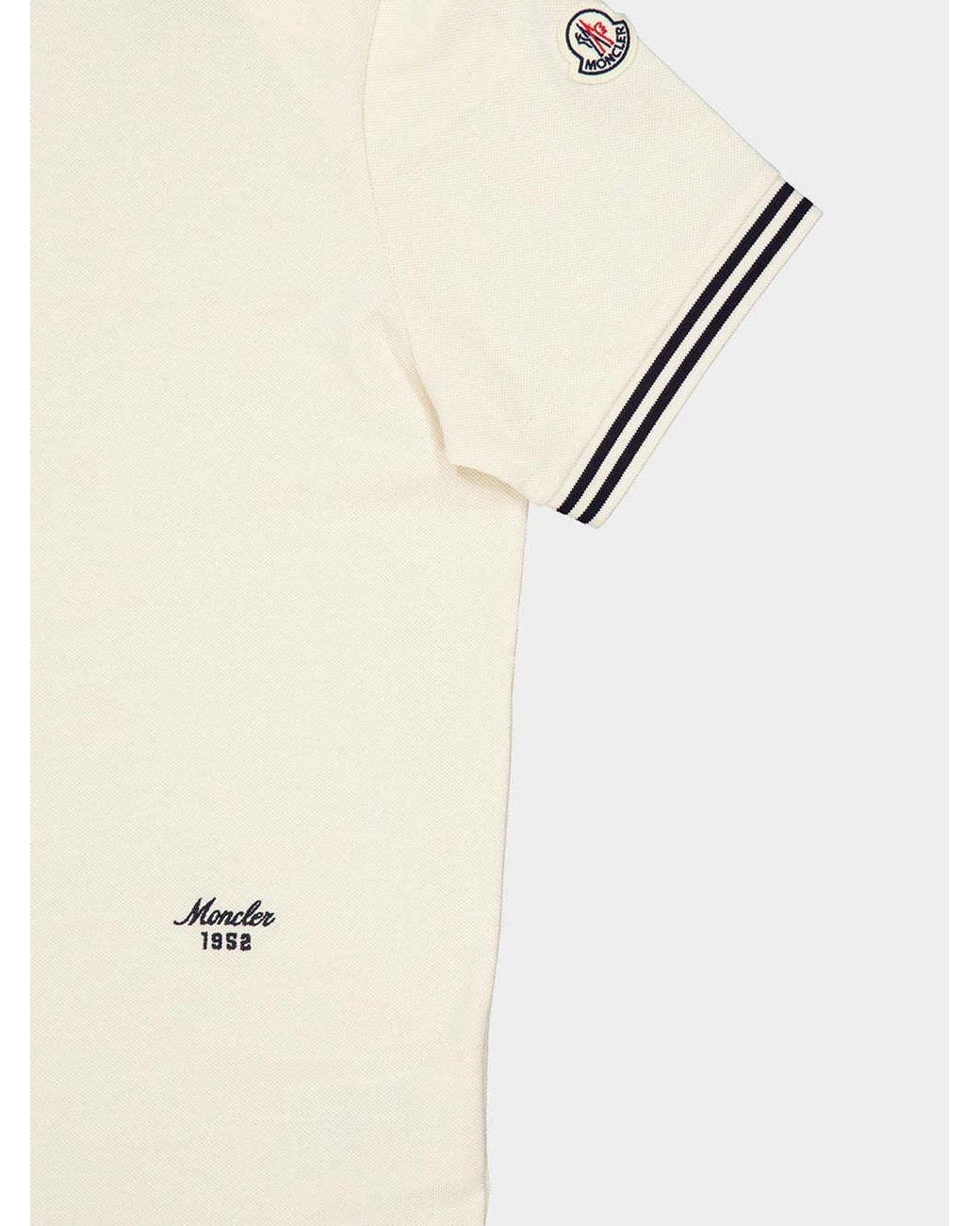 Moncler Natural Tipped Trim Logo Polo Shirt for men