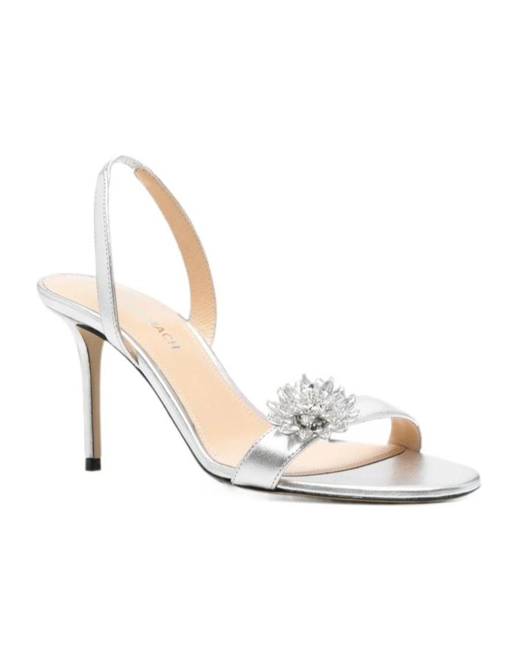 Mach & Mach White Crystal-Embellished Sandals