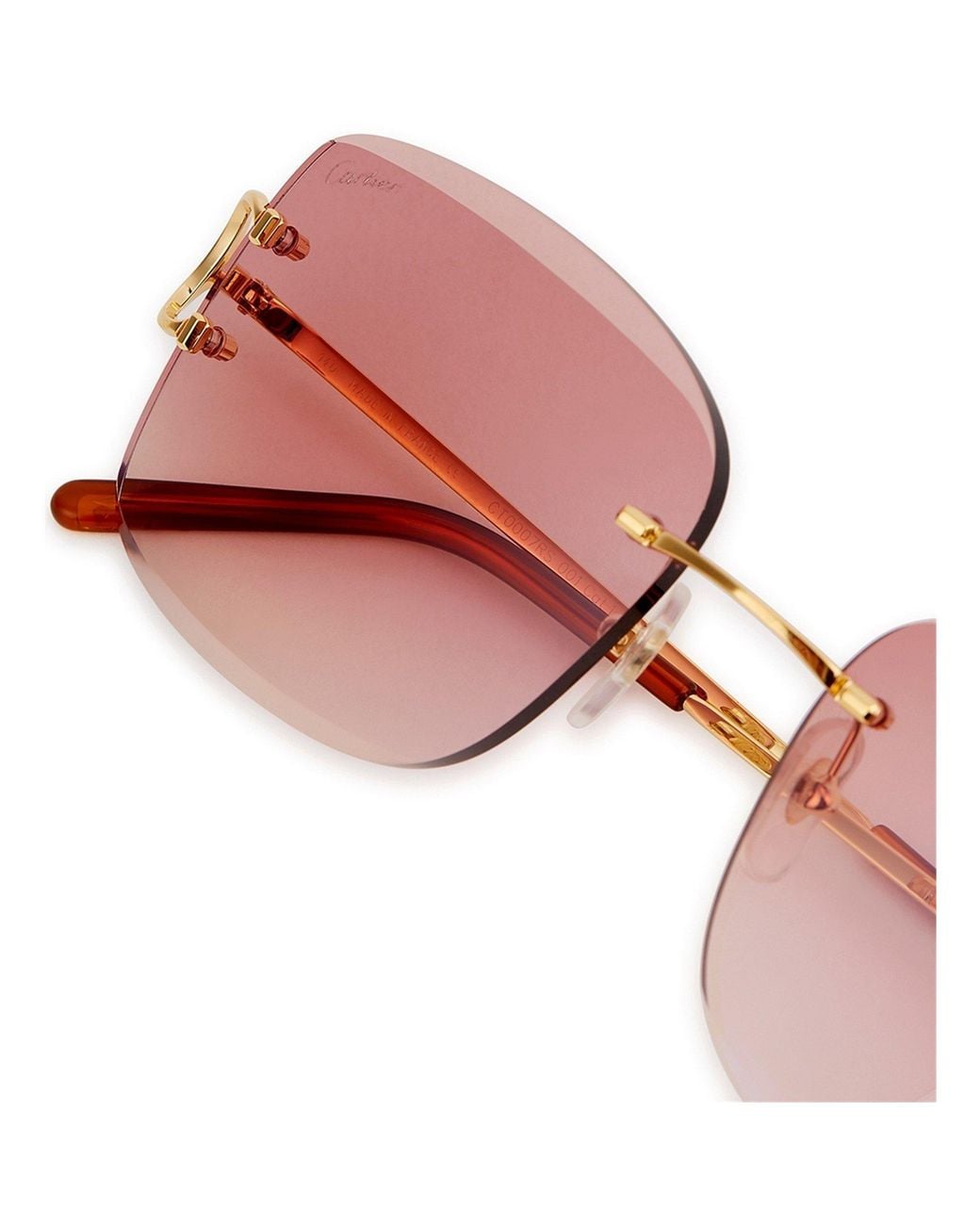 Cartier Pink Rimless Rectangular Sunglasses for men