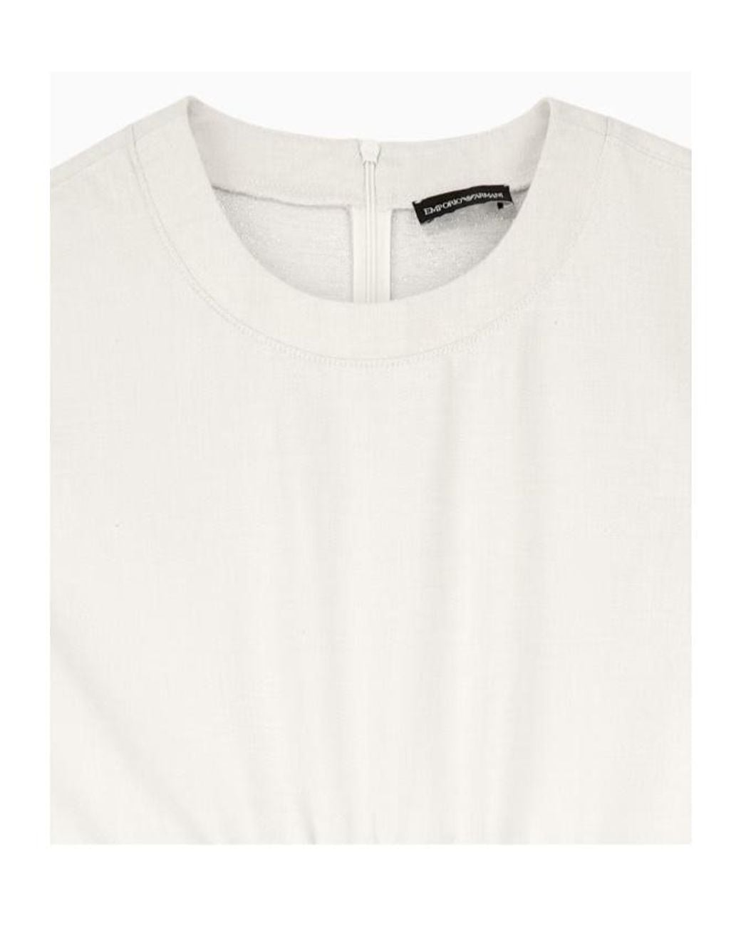 Emporio Armani White Empire-Line Cap-Sleeve Midi Dress