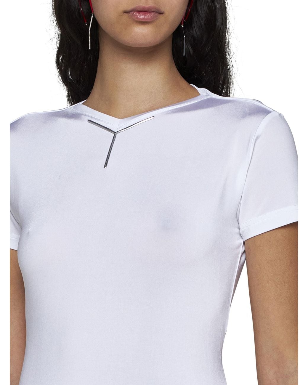 Y. Project White Y Detailed Crewneck T-Shirt