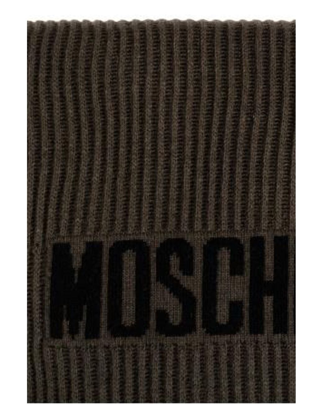 Moschino Black Logo-Intarsia Ribbed-Knit Scarf for men