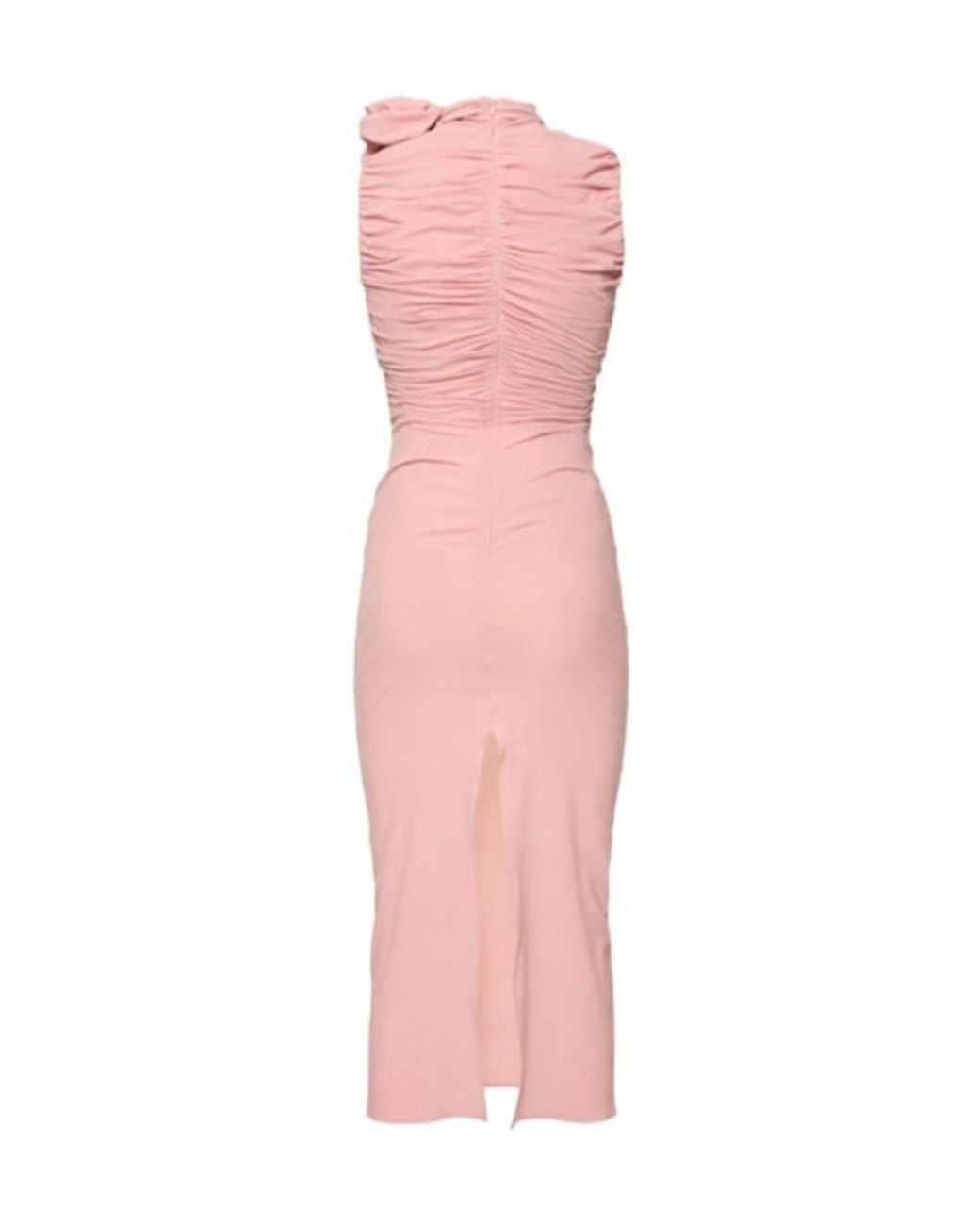 Magda Butrym Pink Silk Sheer Roses Detail Midi Dress