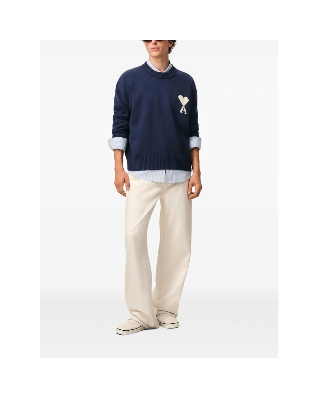 AMI Blue Ami Ami De Coeur Crewneck Jumper for men