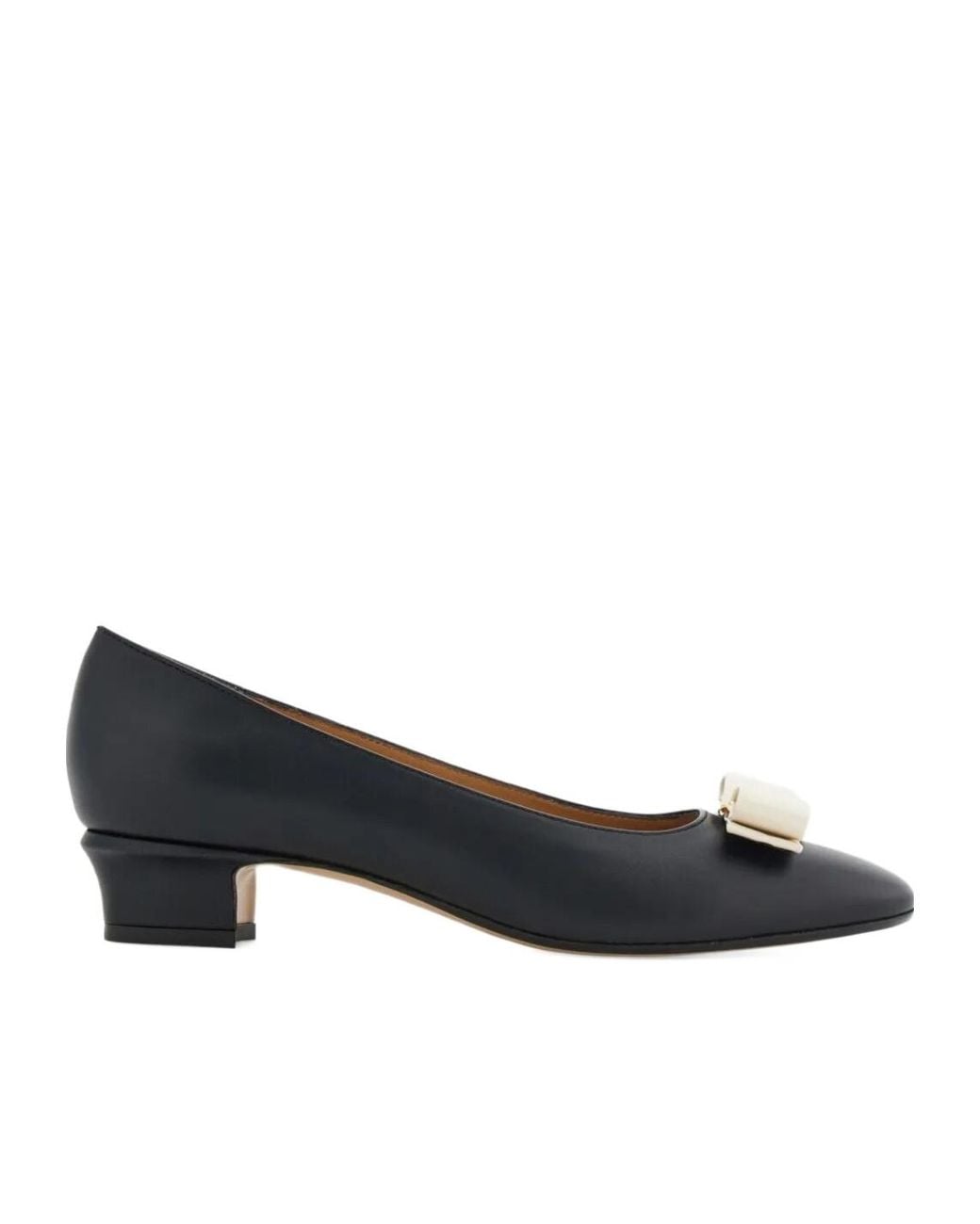 Ferragamo Black Vara Bow Block Heel Pump