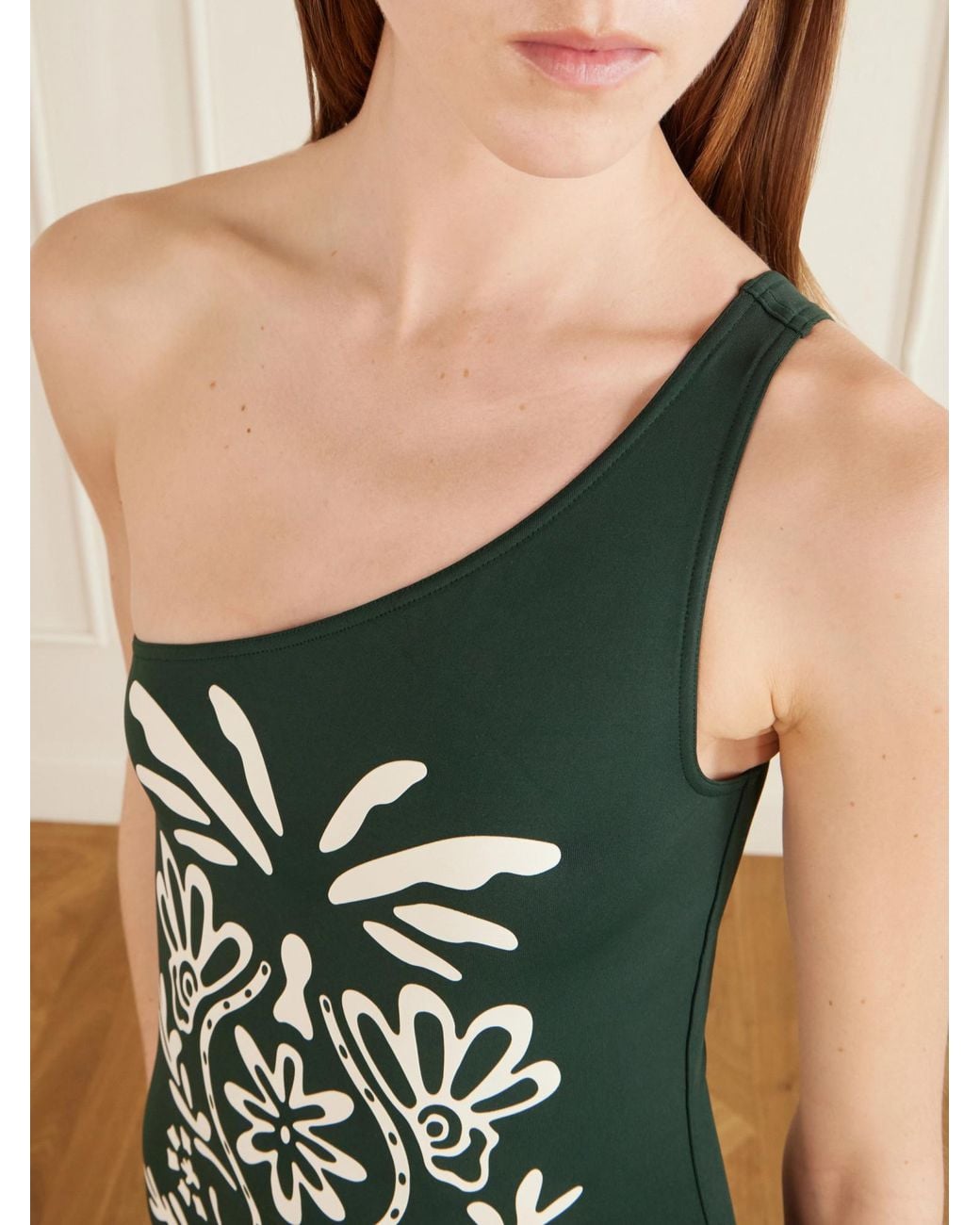 Eres Green One-Shoulder Printed Swimsuit